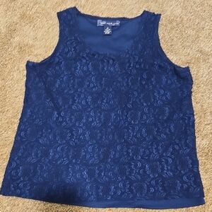 Susan Graver Navy Lace Tank Top